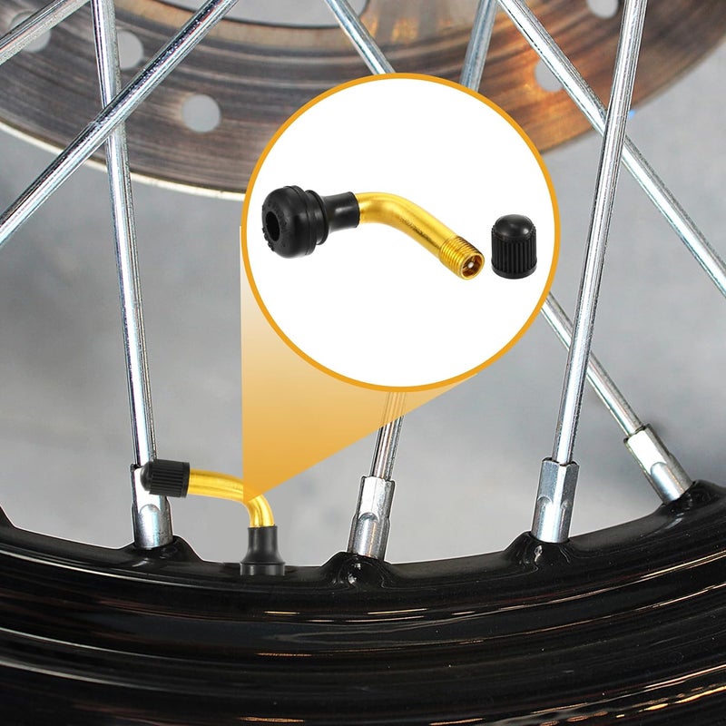 Partuto 5 Pcs Universal PVR50 Tubeless Tire Valve Stem - Cars RV Bicycles Motorcycles Trailers Tubeless Tire Valve - Stainless Steel Gold Tone - Image 3